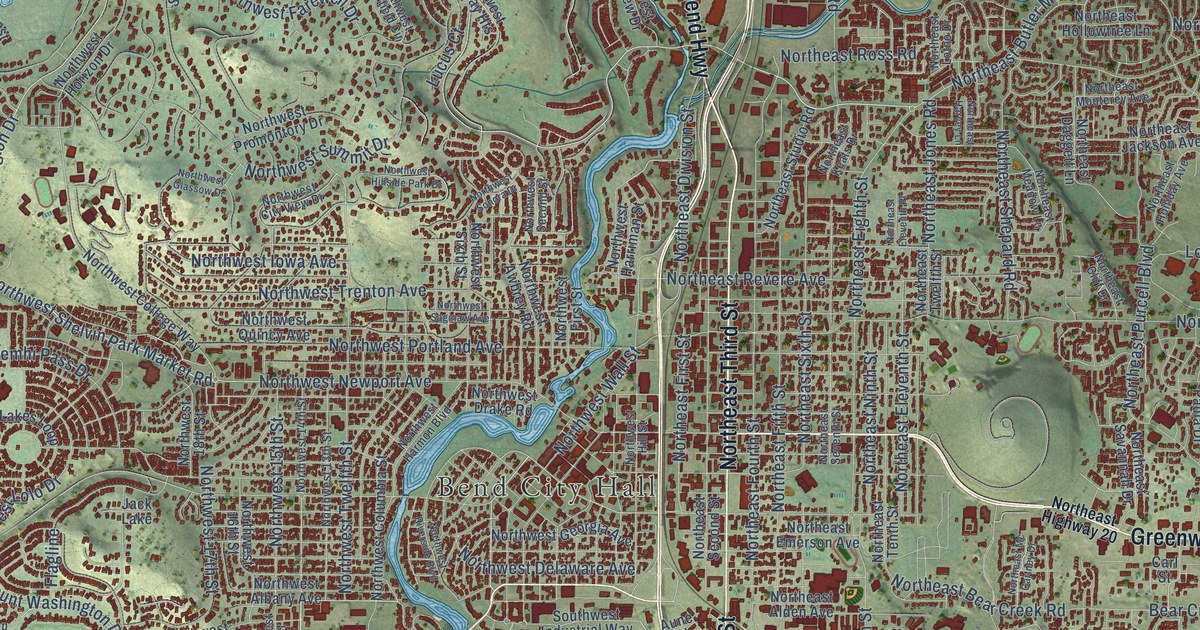 Map of Bend, Oregon in 2026