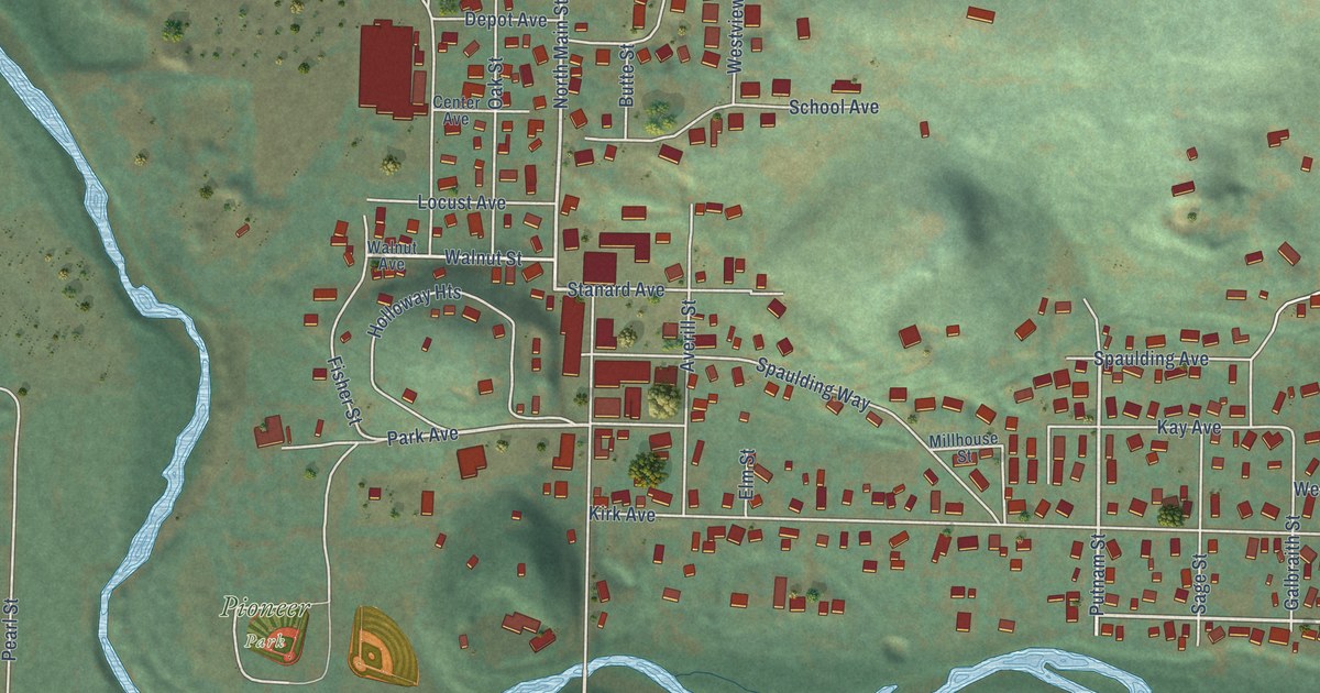 Map of Brownsville, Oregon in 2026