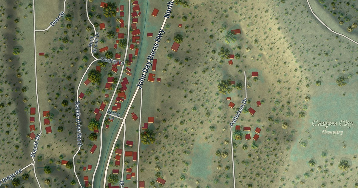 Map of Canyon City, Oregon in 2026