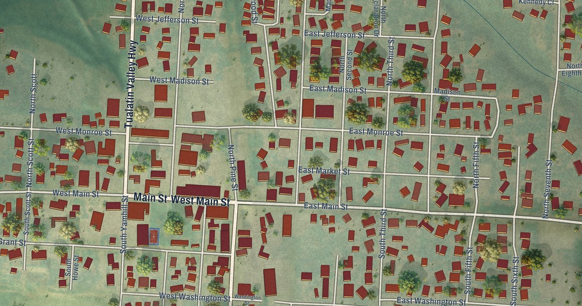 Map of Carlton, Oregon in 2026