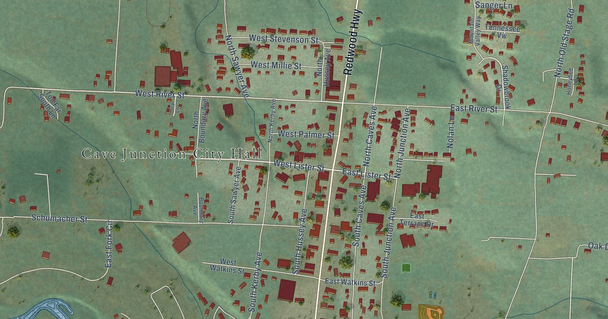 Map of Cave Junction, Oregon in 2026