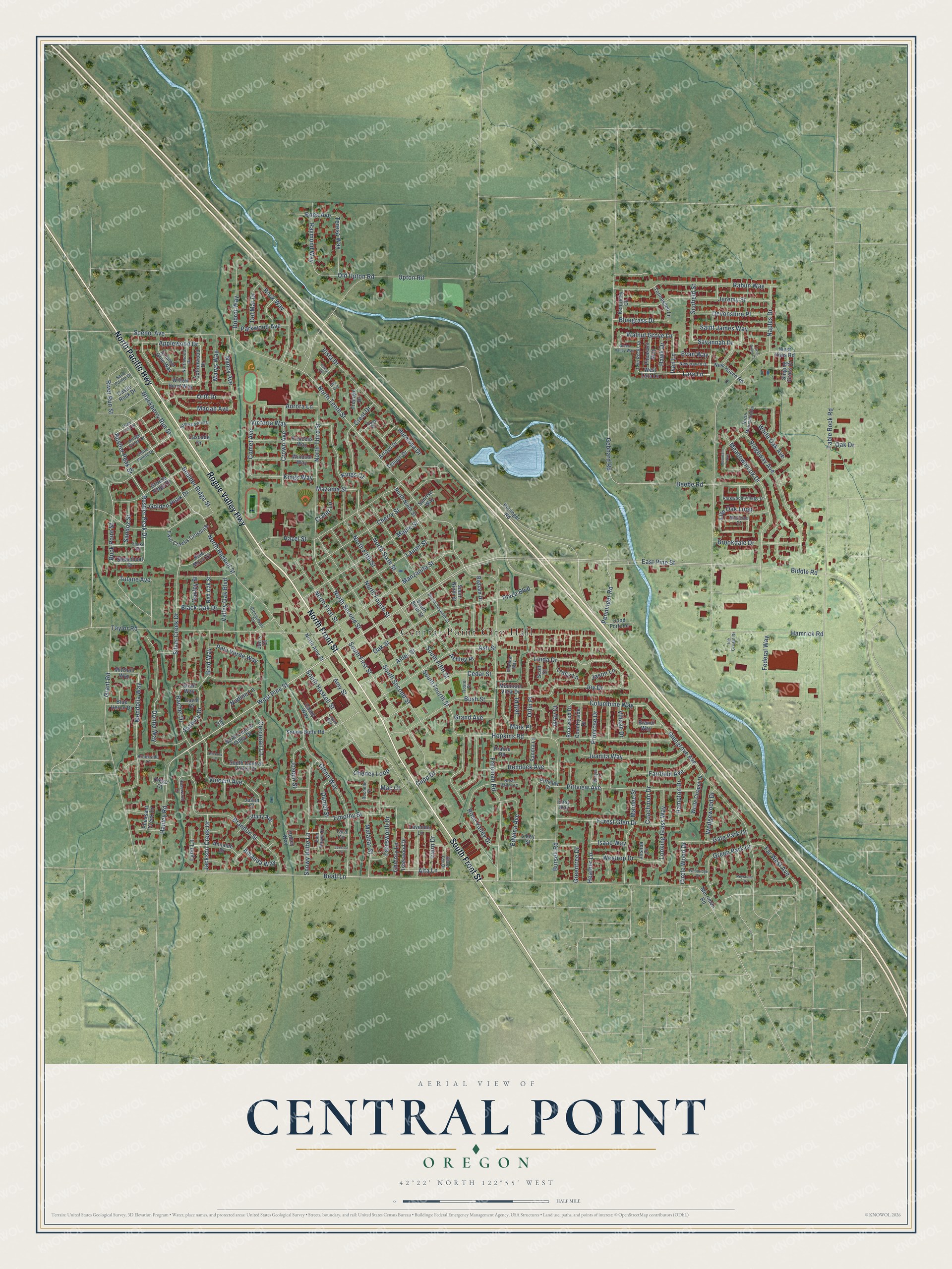 Watermarked full-map preview of Central Point, Oregon
