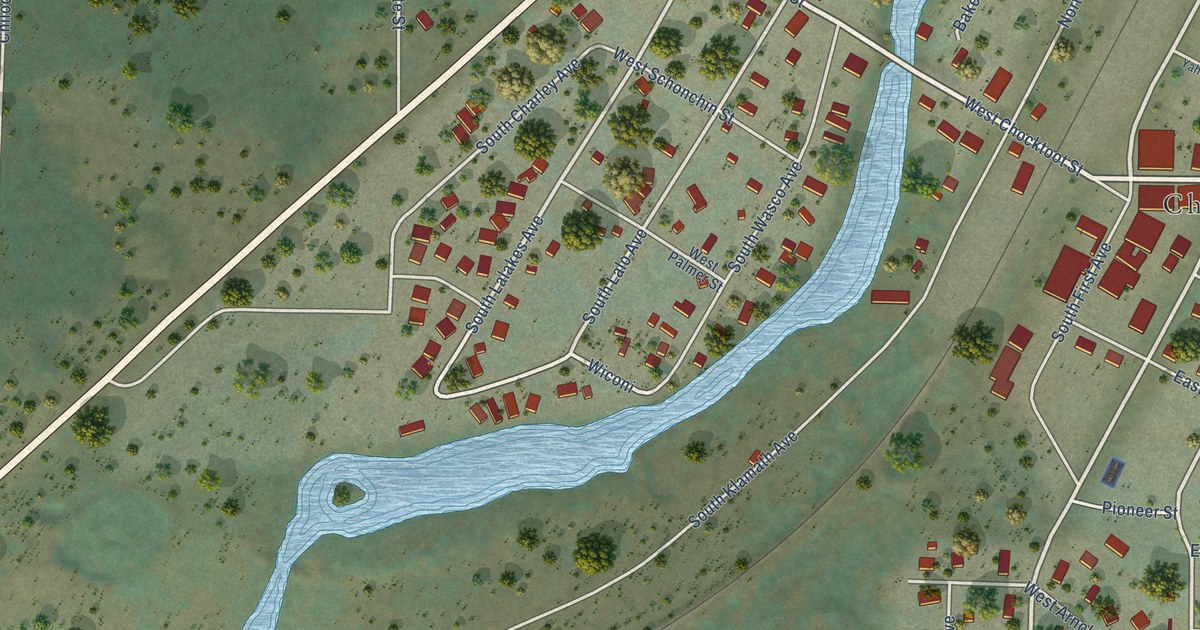 Map of Chiloquin, Oregon in 2026