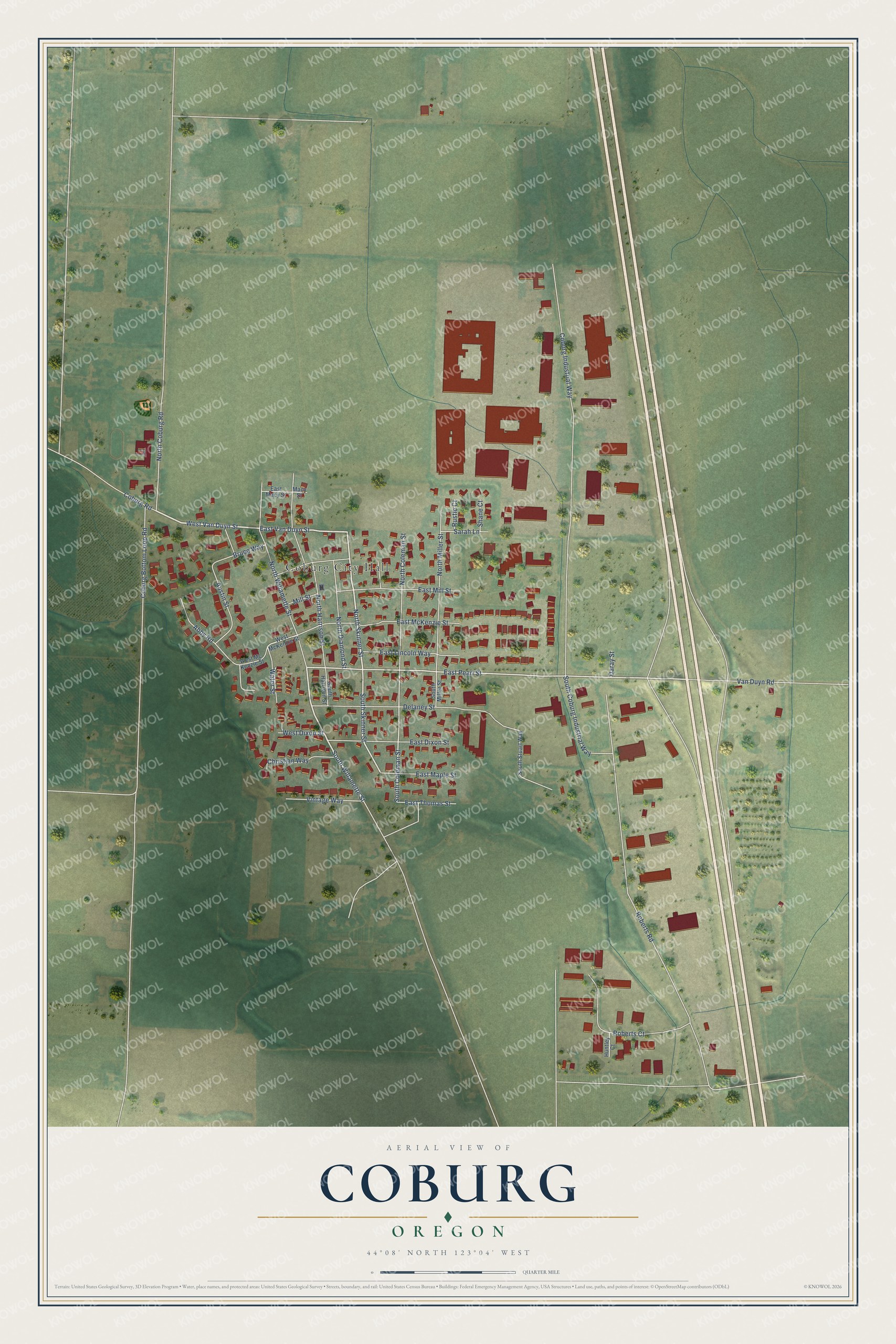 Watermarked full-map preview of Coburg, Oregon