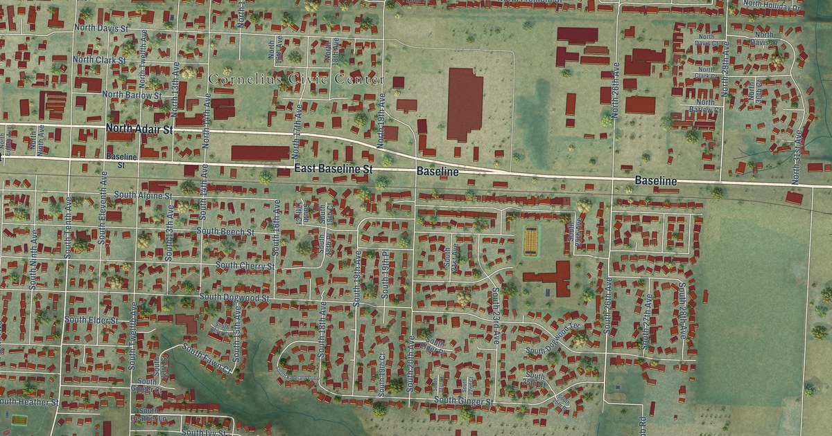 Map of Cornelius, Oregon in 2026