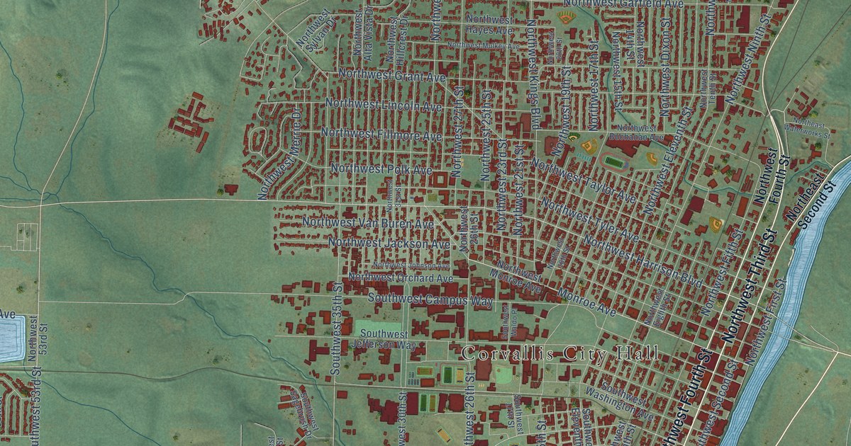 Map of Corvallis, Oregon in 2026