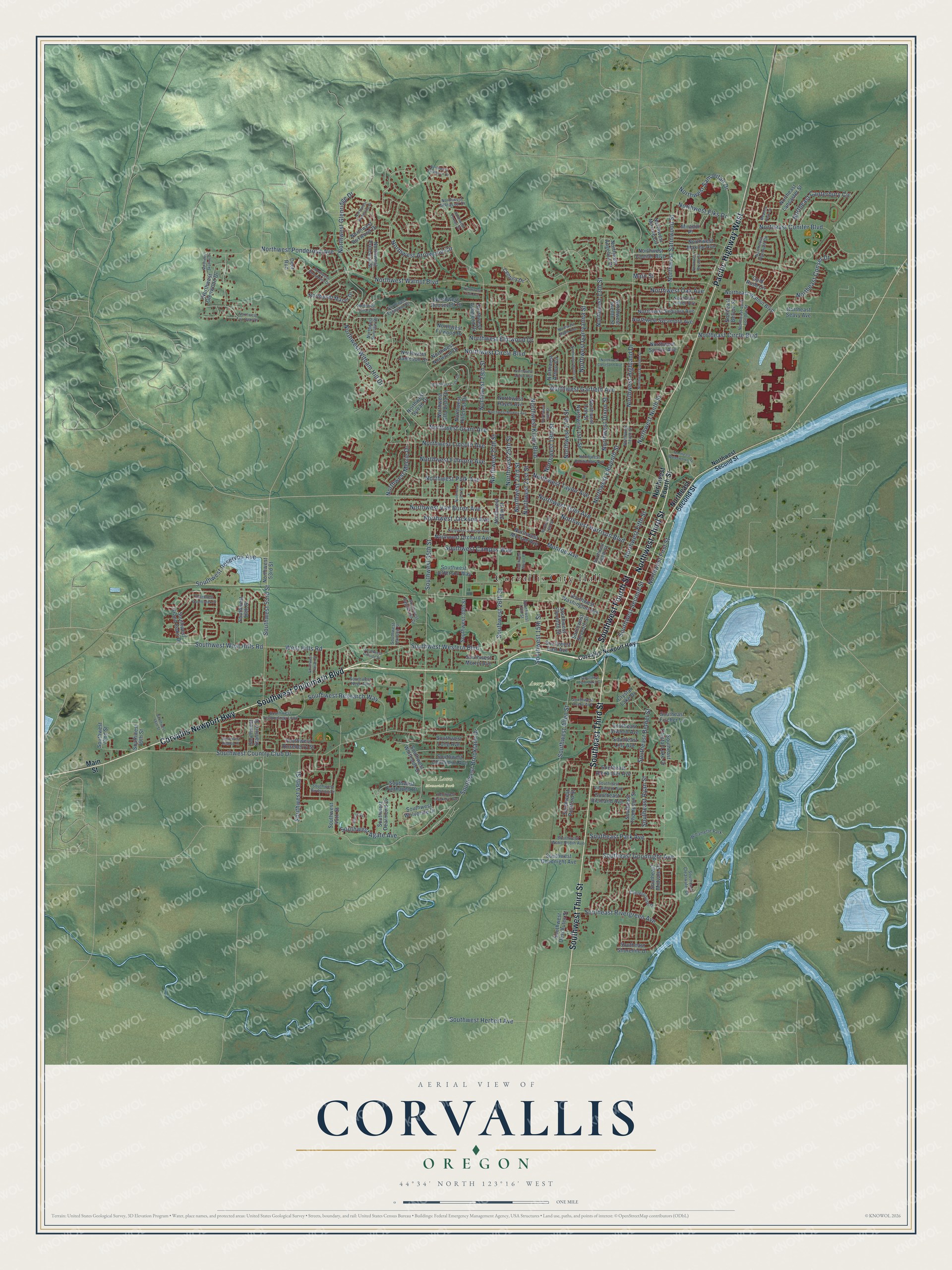 Watermarked full-map preview of Corvallis, Oregon