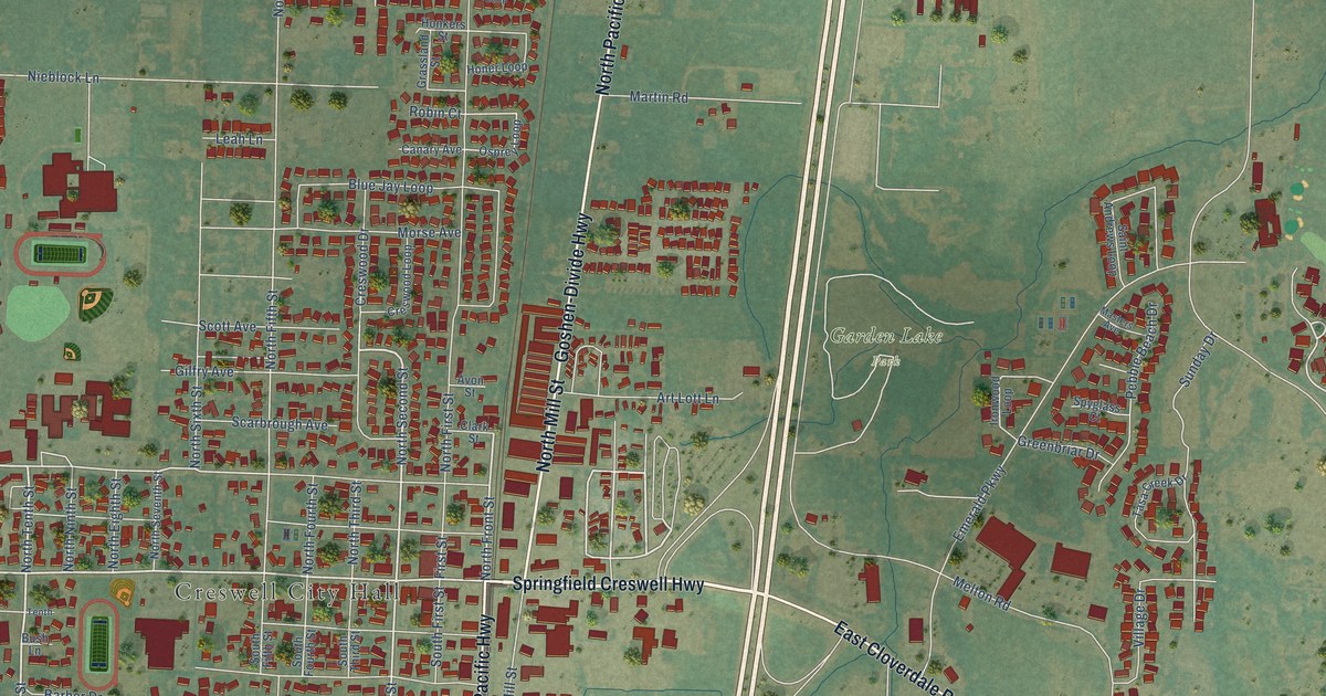 Map of Creswell, Oregon in 2026