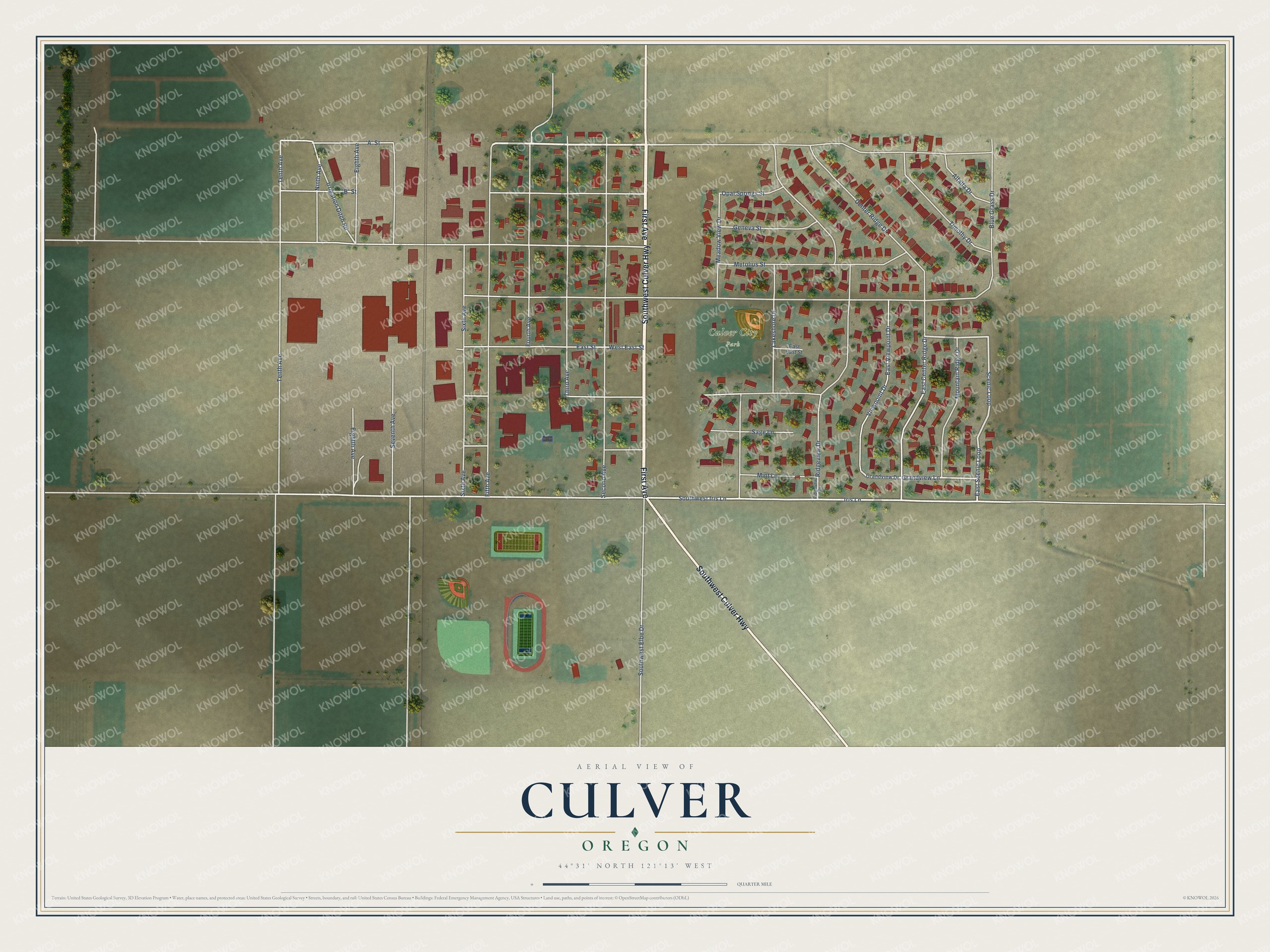 Watermarked full-map preview of Culver, Oregon