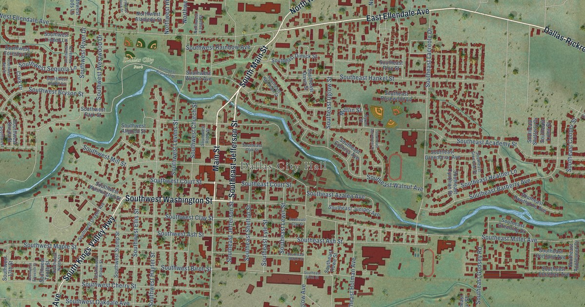 Map of Dallas, Oregon in 2026