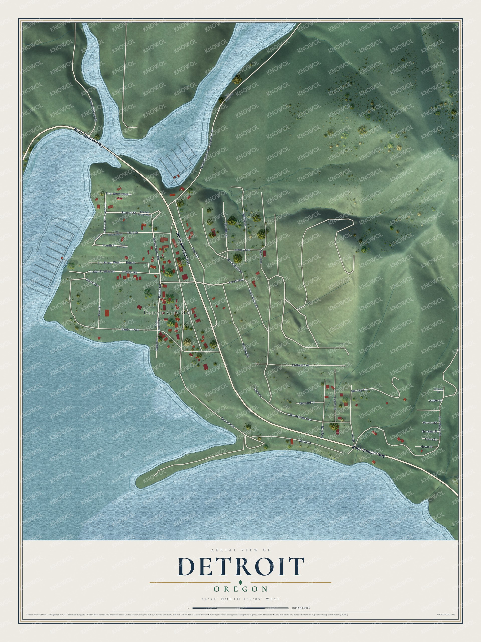 Watermarked full-map preview of Detroit, Oregon