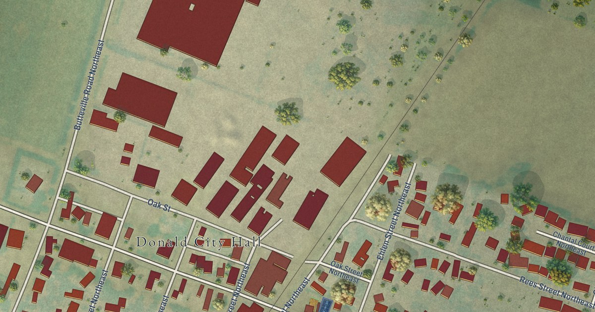 Map of Donald, Oregon in 2026