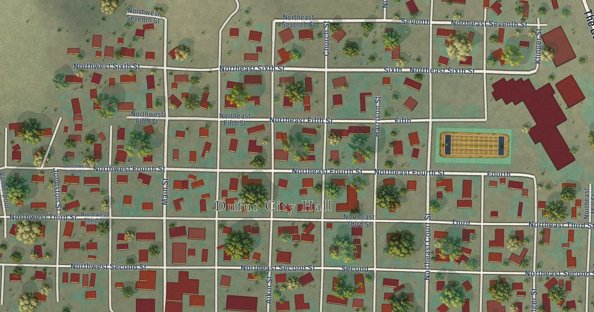 Map of Dufur, Oregon in 2026