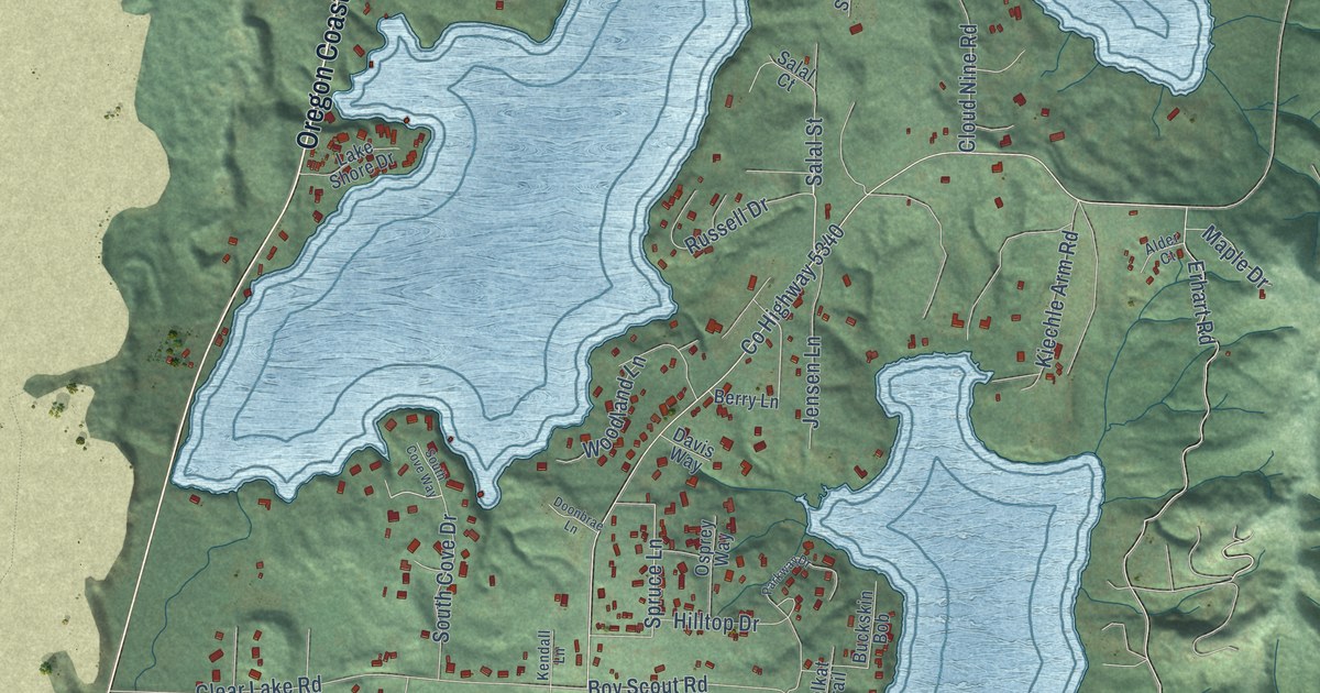 Map of Dunes City, Oregon in 2026