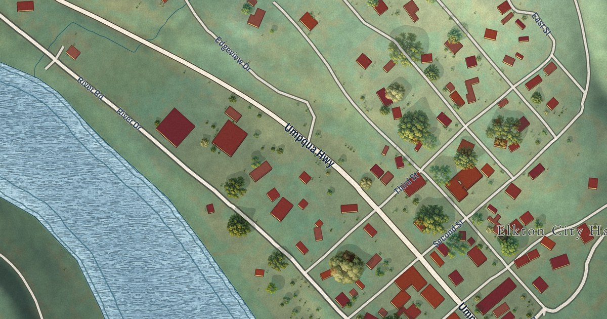 Map of Elkton, Oregon in 2026