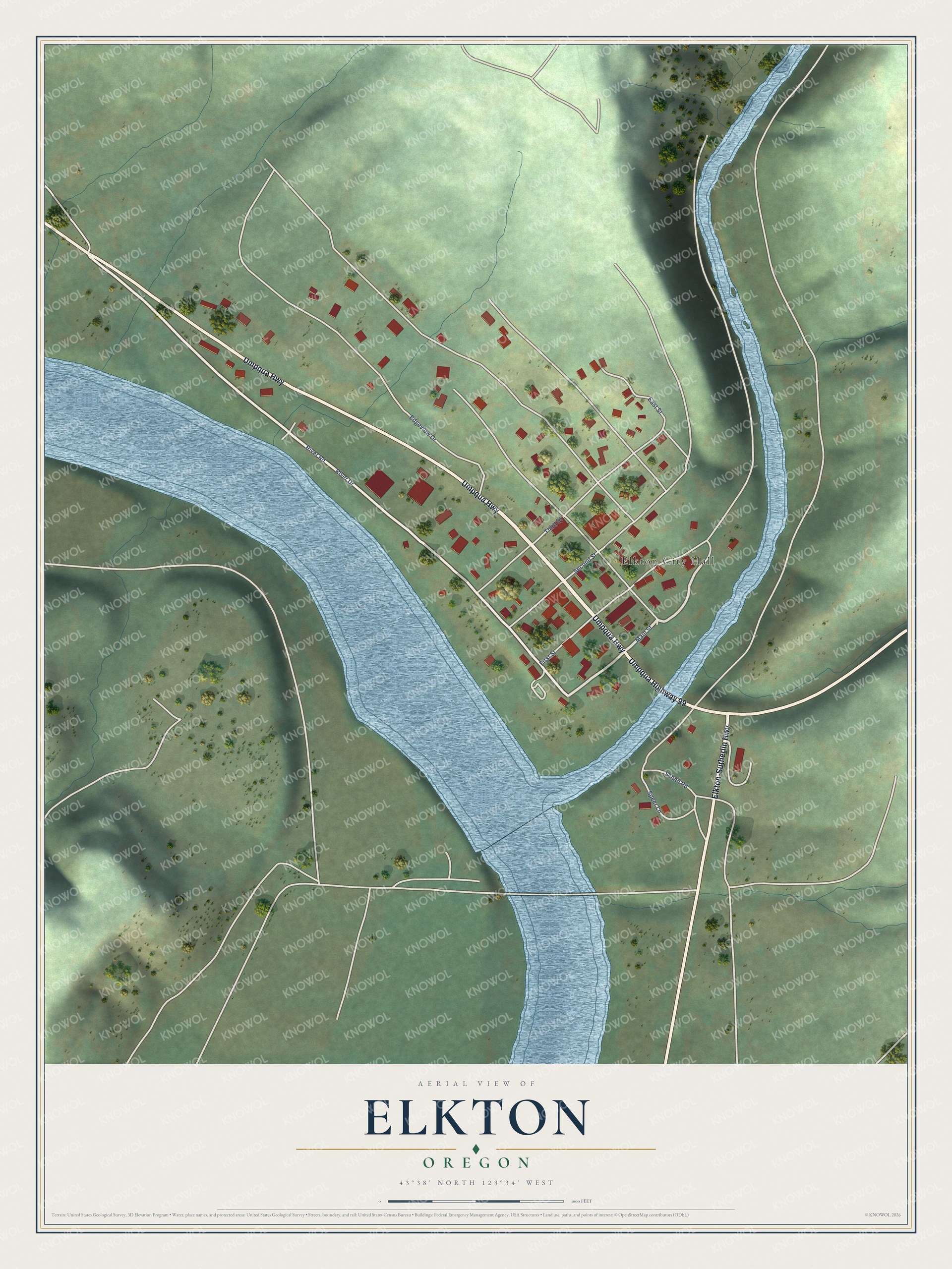 Watermarked full-map preview of Elkton, Oregon