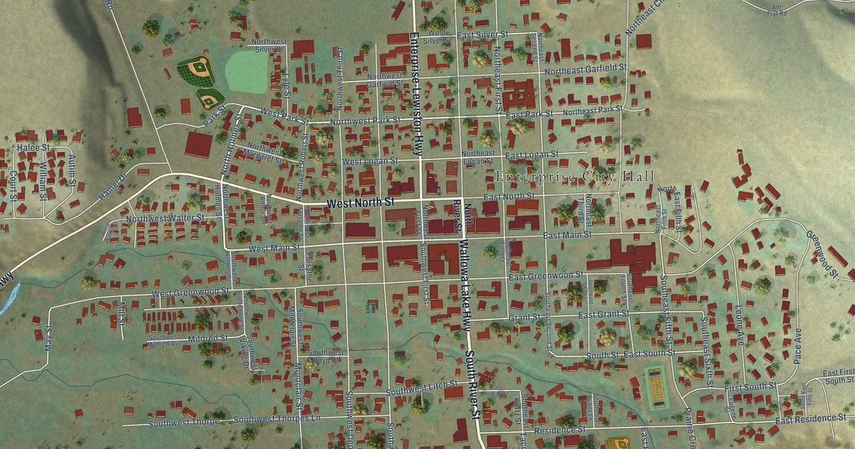 Map of Enterprise, Oregon in 2026