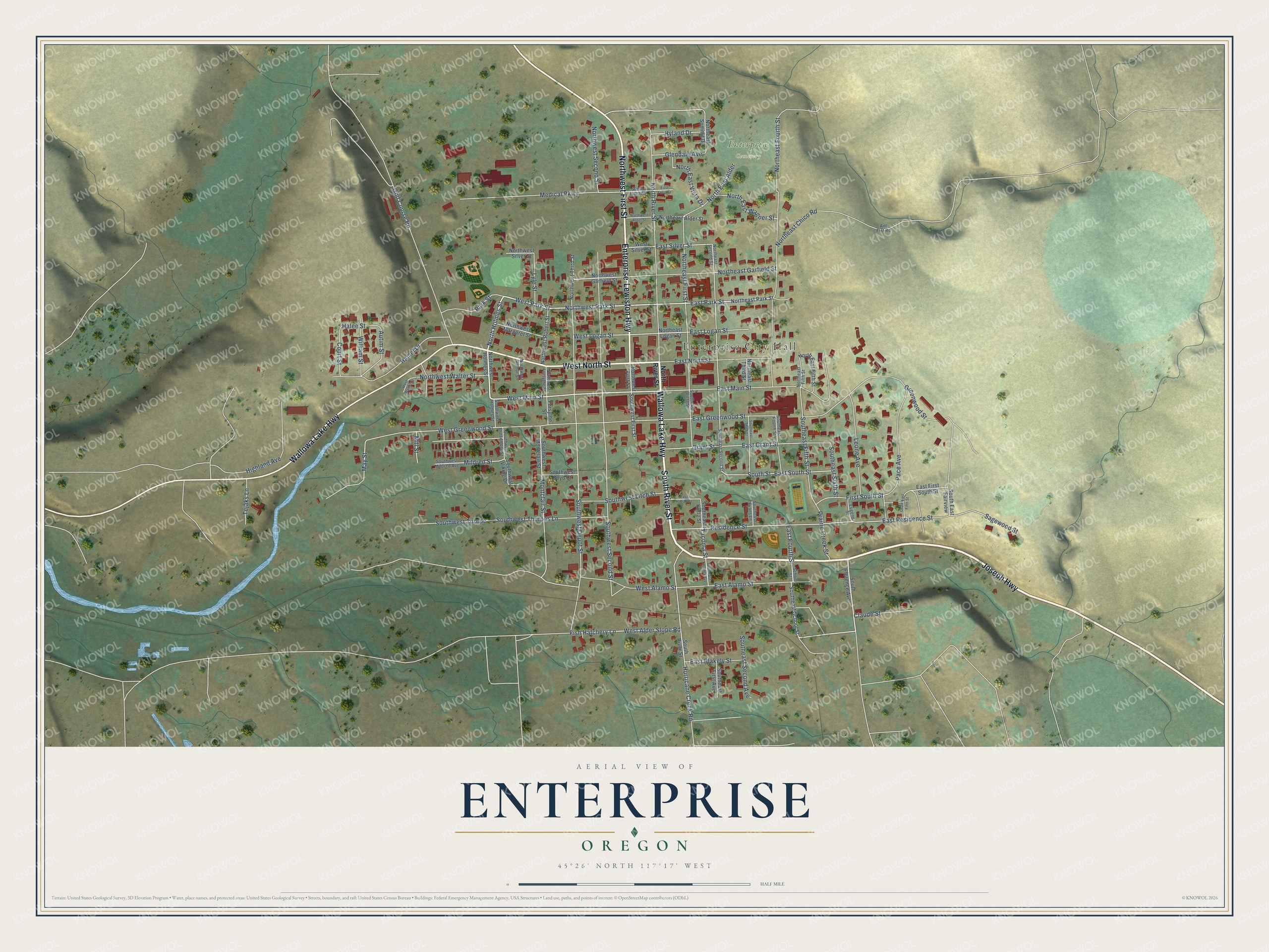 Watermarked full-map preview of Enterprise, Oregon