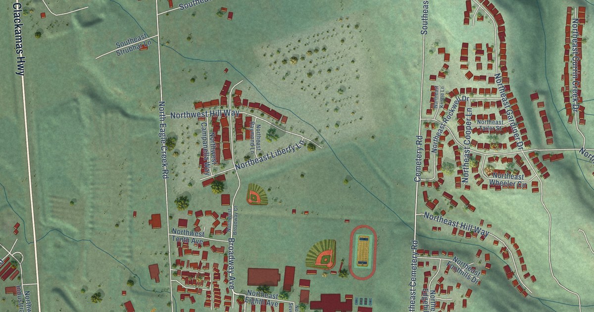 Map of Estacada, Oregon in 2026