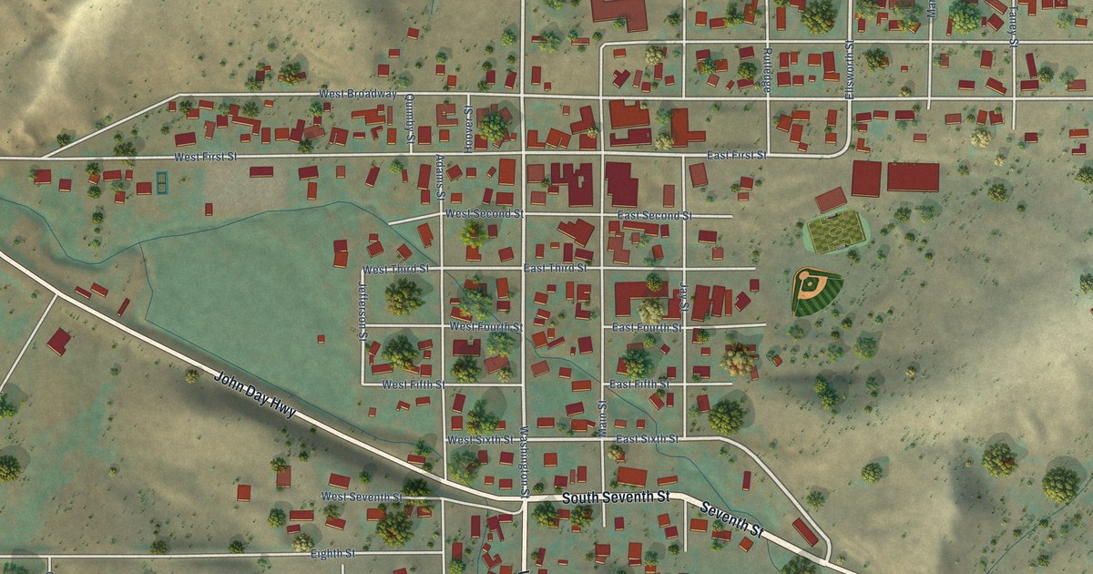 Map of Fossil, Oregon in 2026