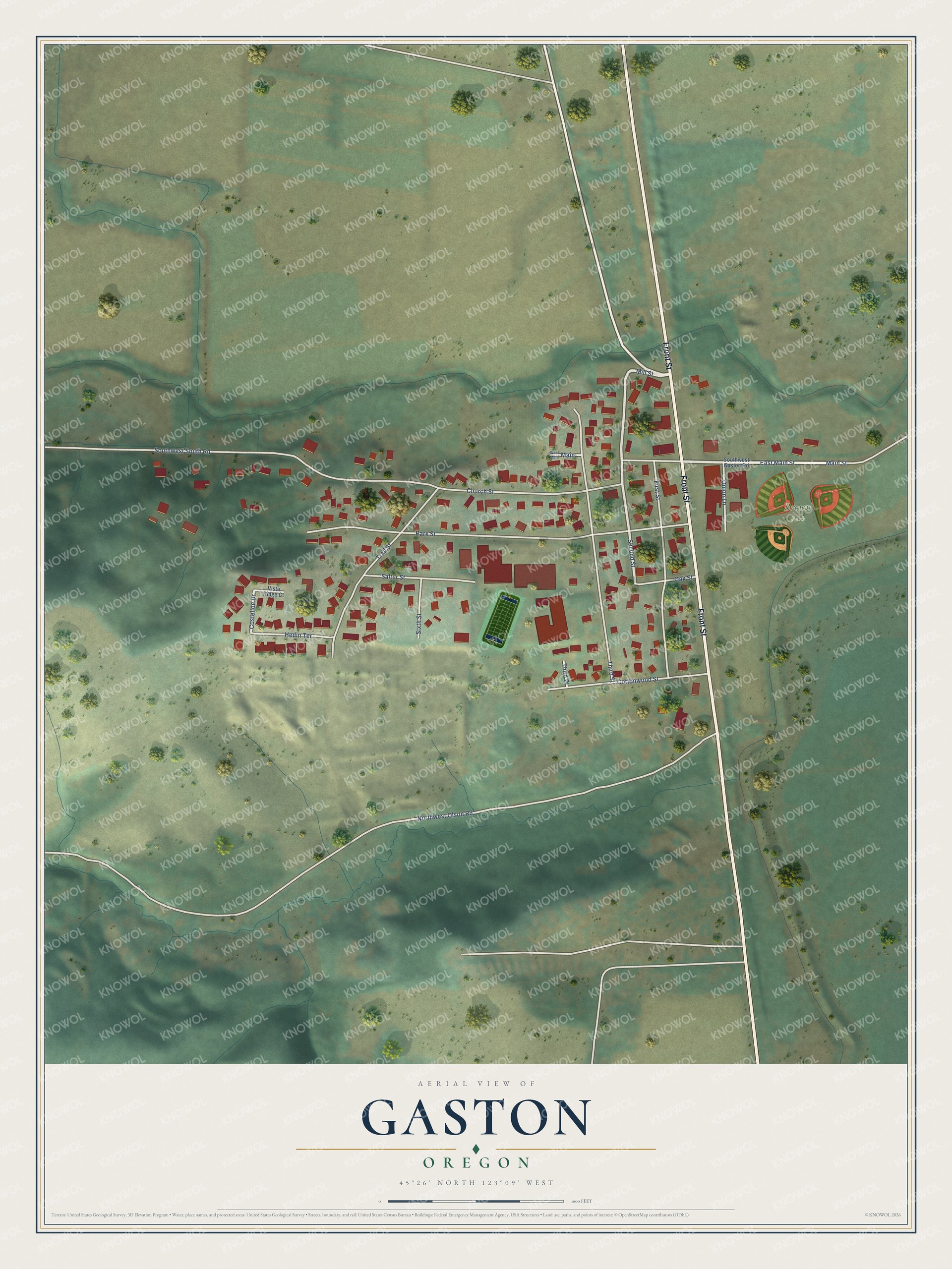 Watermarked full-map preview of Gaston, Oregon