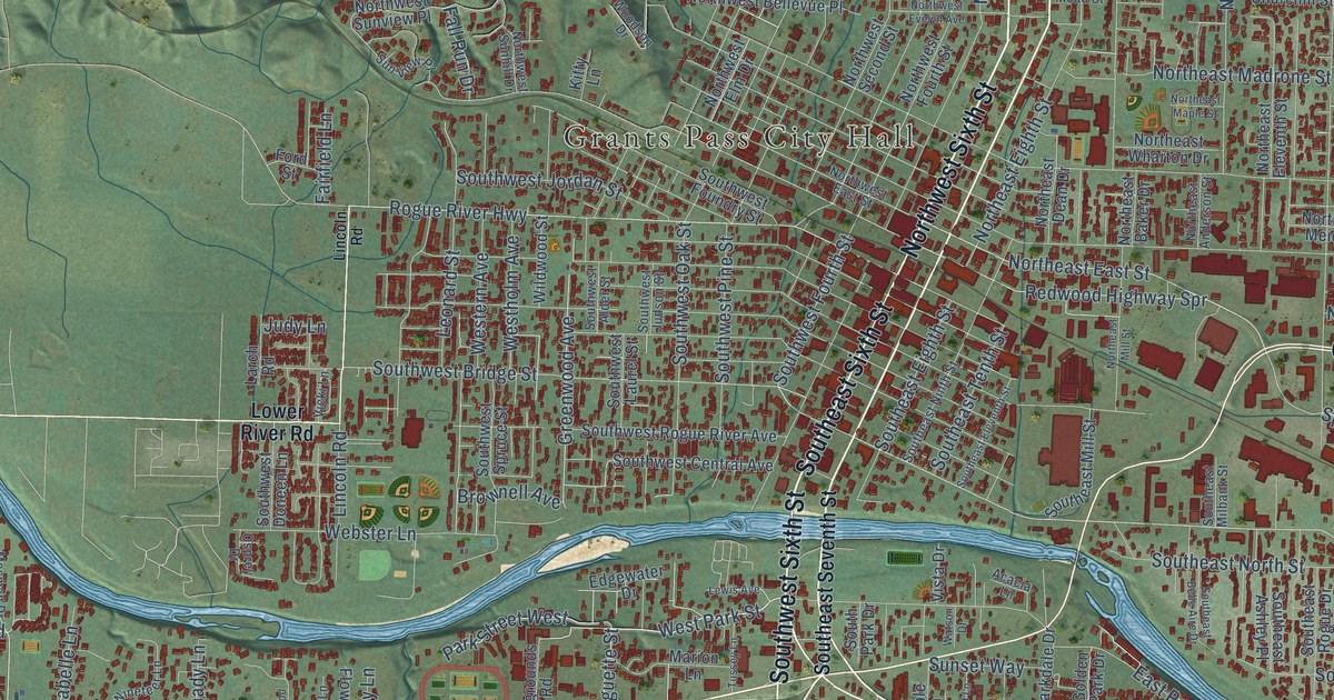 Map of Grants Pass, Oregon in 2026