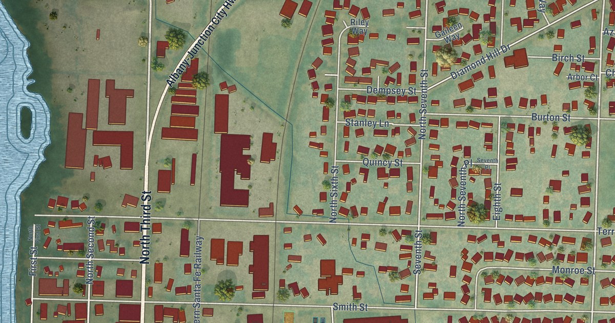Map of Harrisburg, Oregon in 2026
