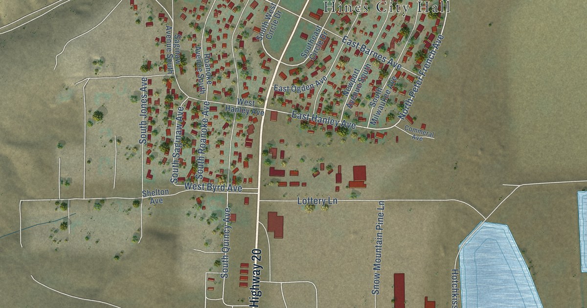 Map of Hines, Oregon in 2026