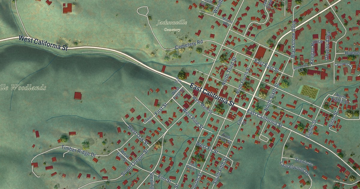 Map of Jacksonville, Oregon in 2026