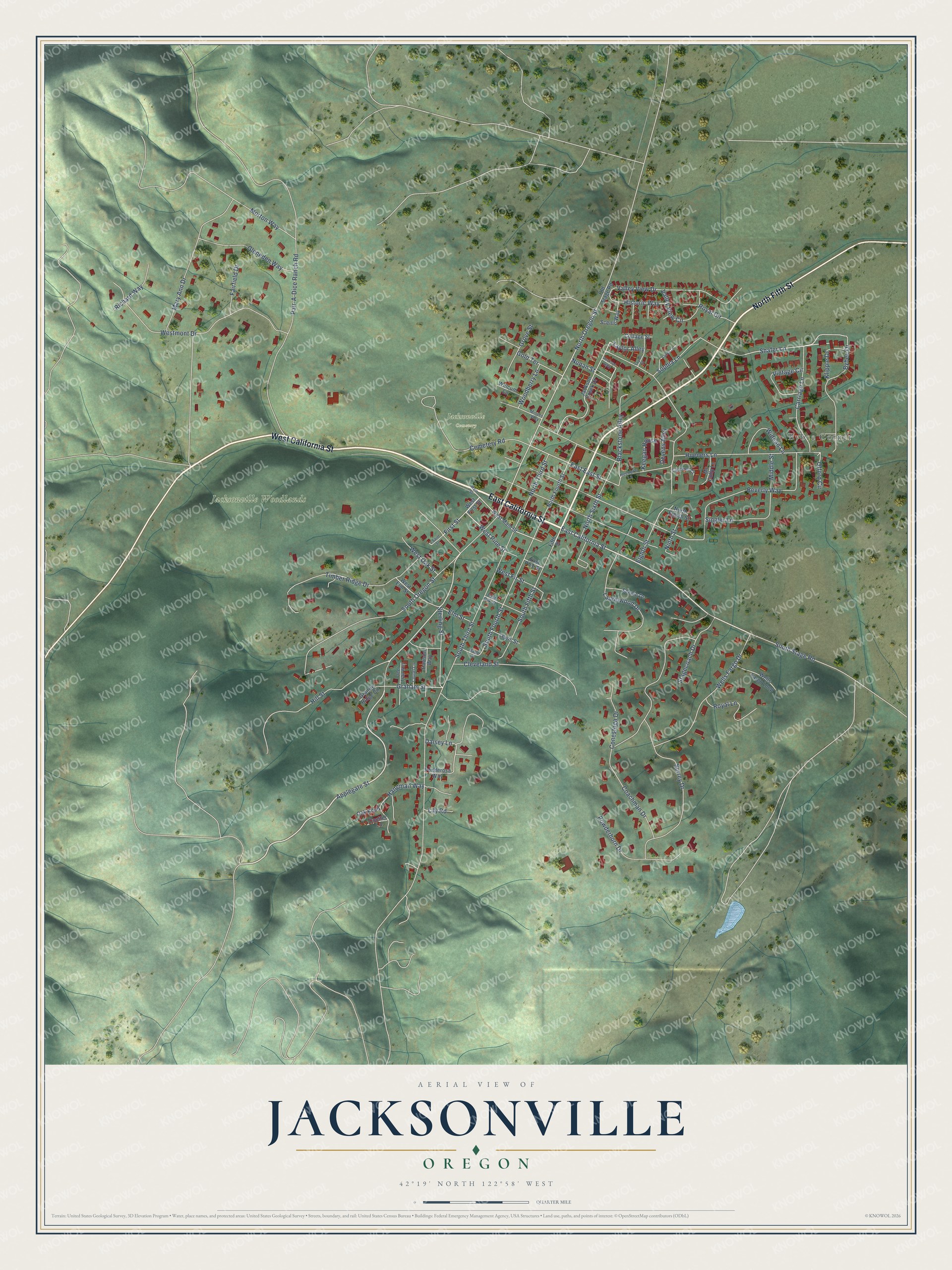 Watermarked full-map preview of Jacksonville, Oregon