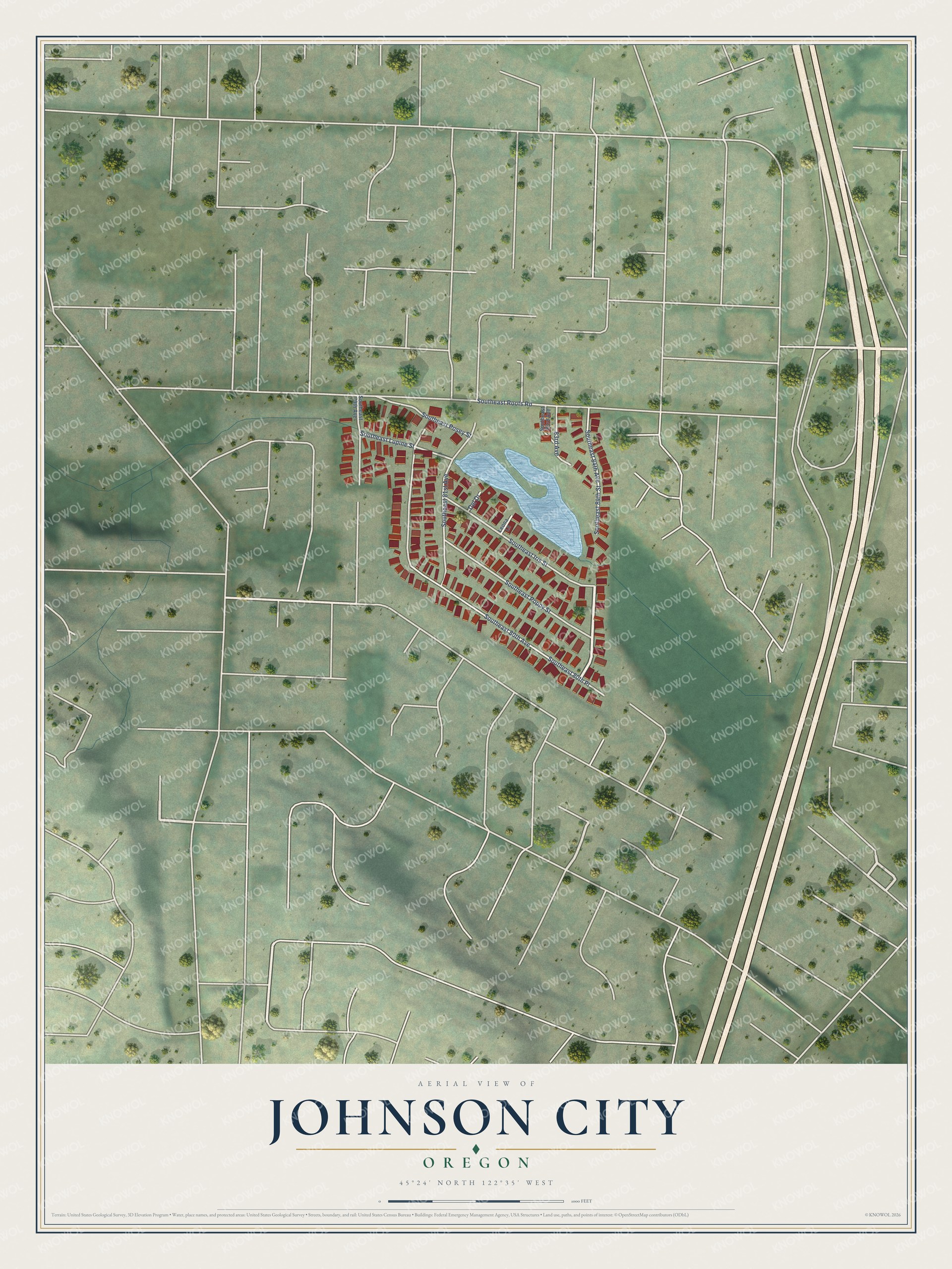 Watermarked full-map preview of Johnson City, Oregon