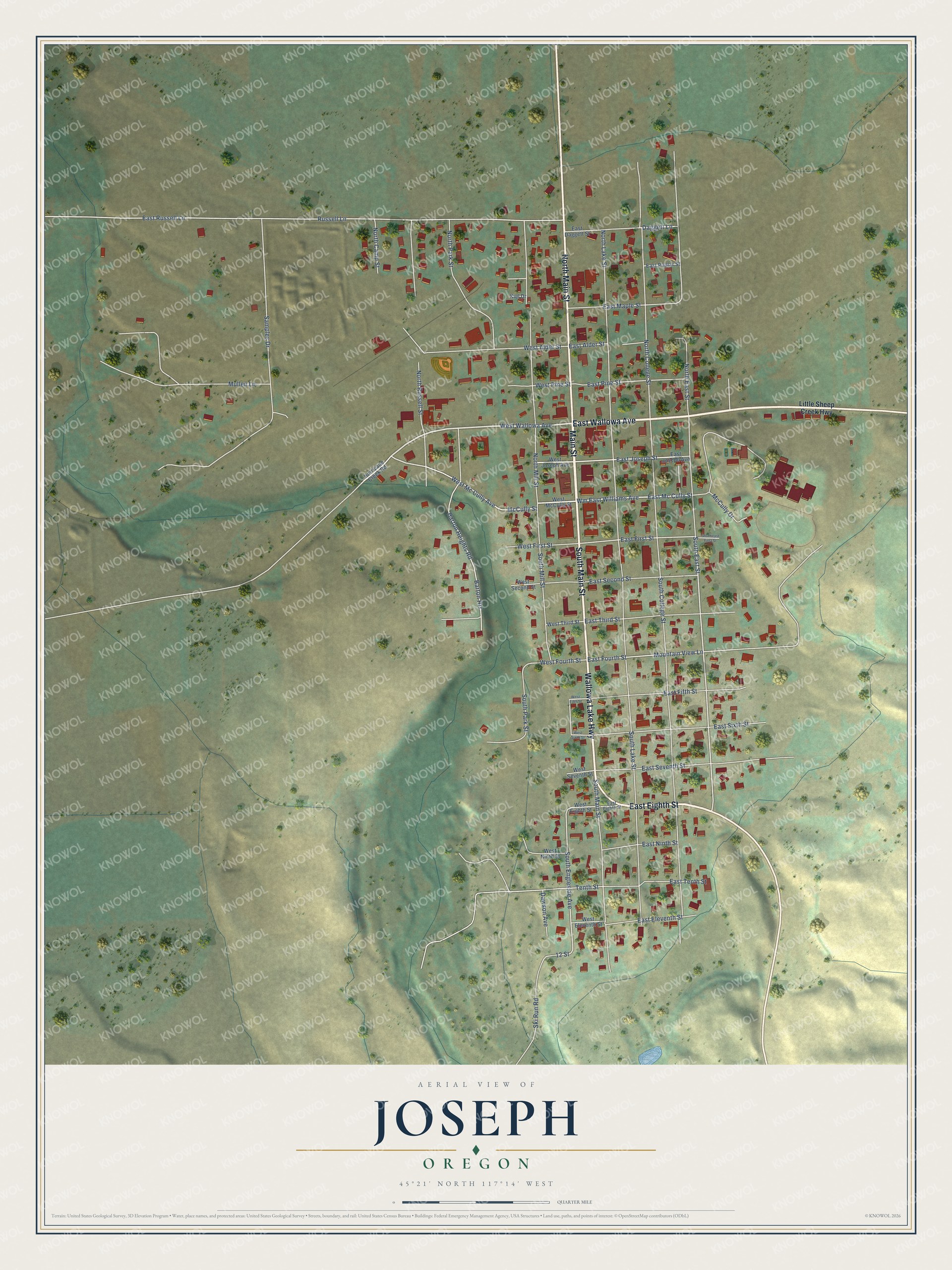 Watermarked full-map preview of Joseph, Oregon