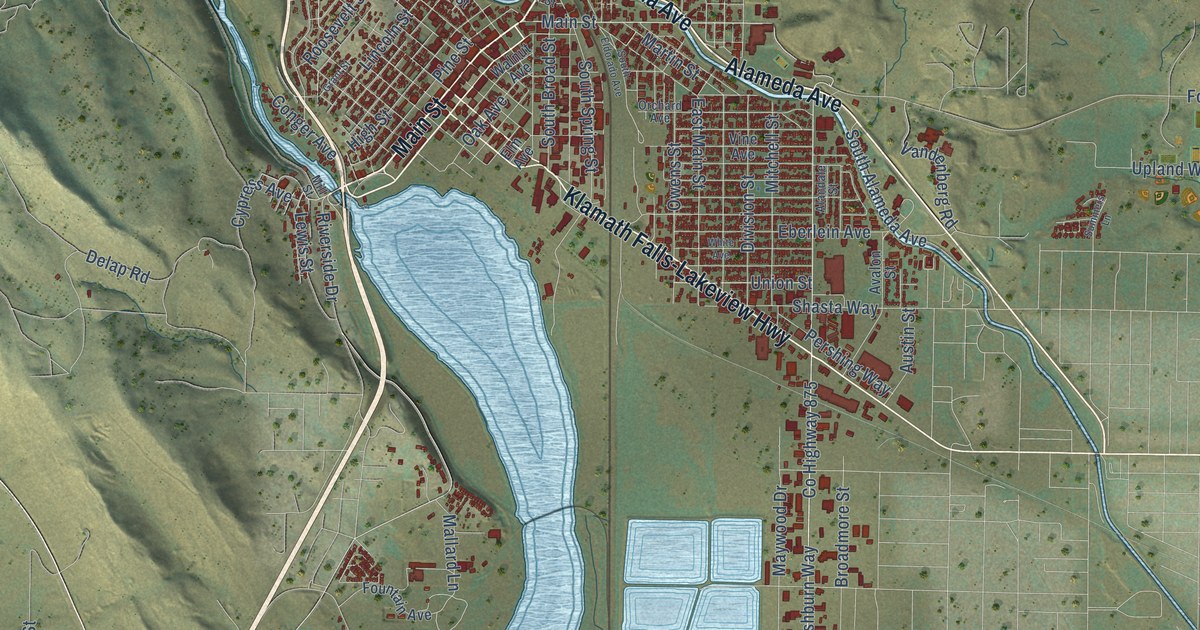 Map of Klamath Falls, Oregon in 2026