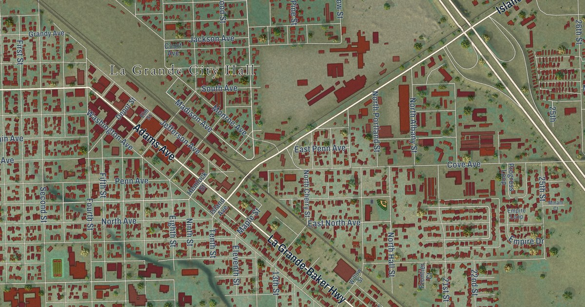 Map of La Grande, Oregon in 2026