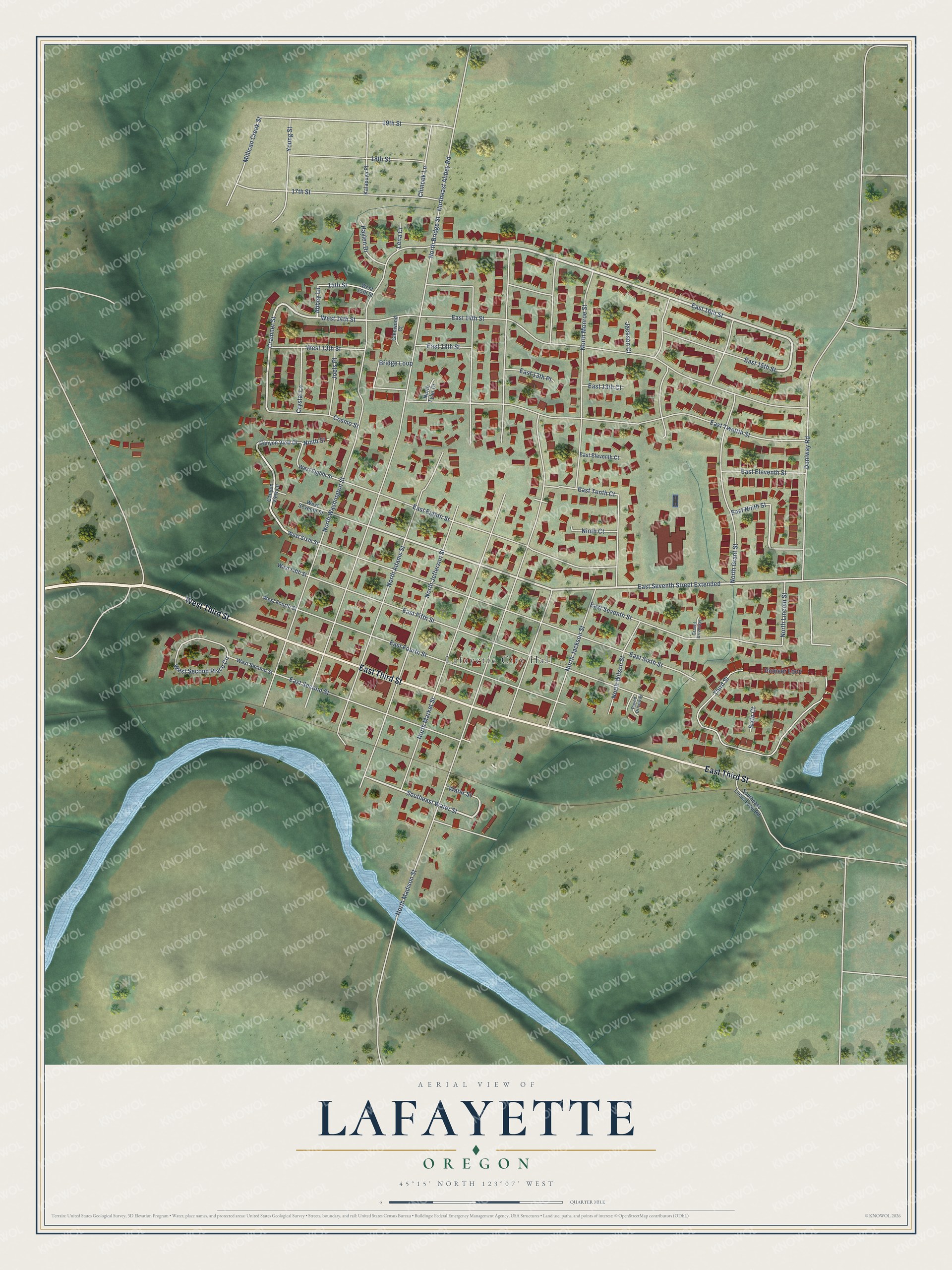 Watermarked full-map preview of Lafayette, Oregon