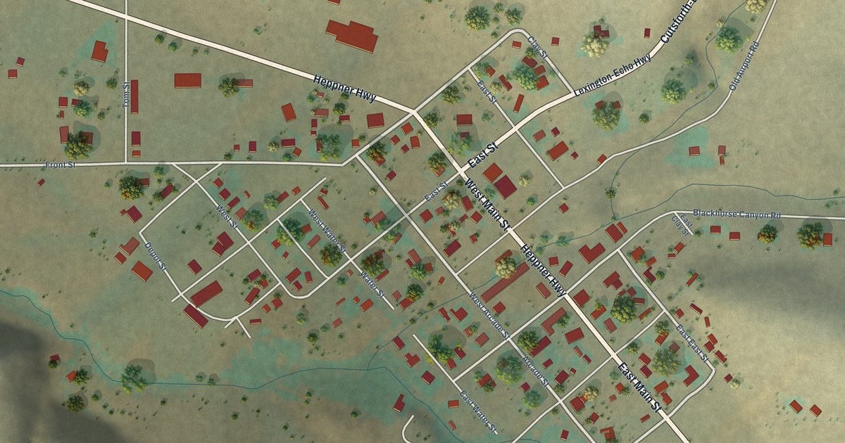 Map of Lexington, Oregon in 2026