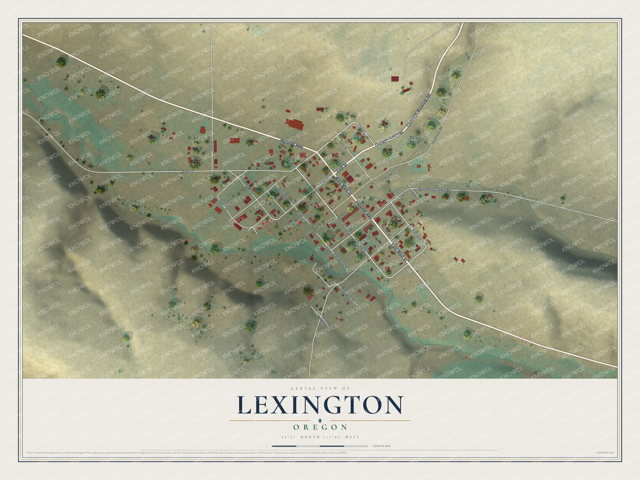 Watermarked full-map preview of Lexington, Oregon