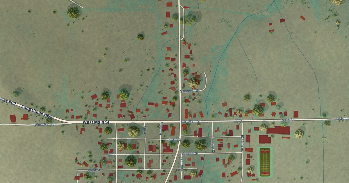 Map of Long Creek, Oregon in 2026