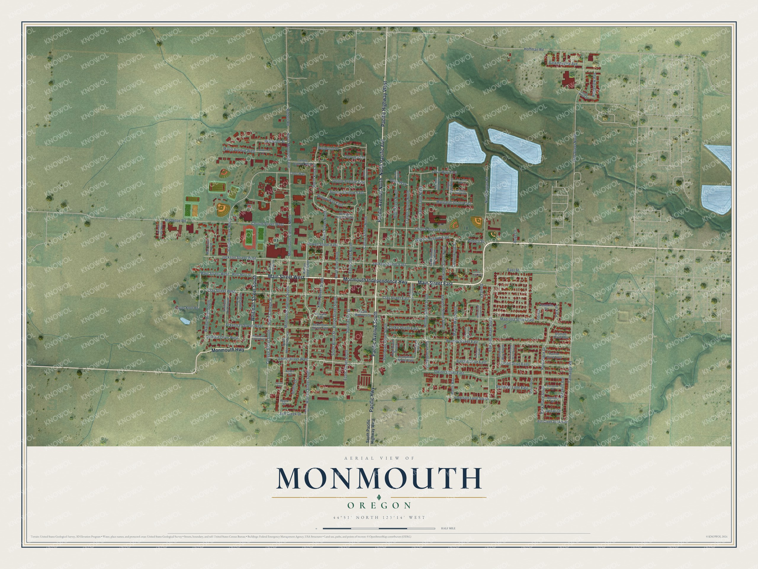 Watermarked full-map preview of Monmouth, Oregon