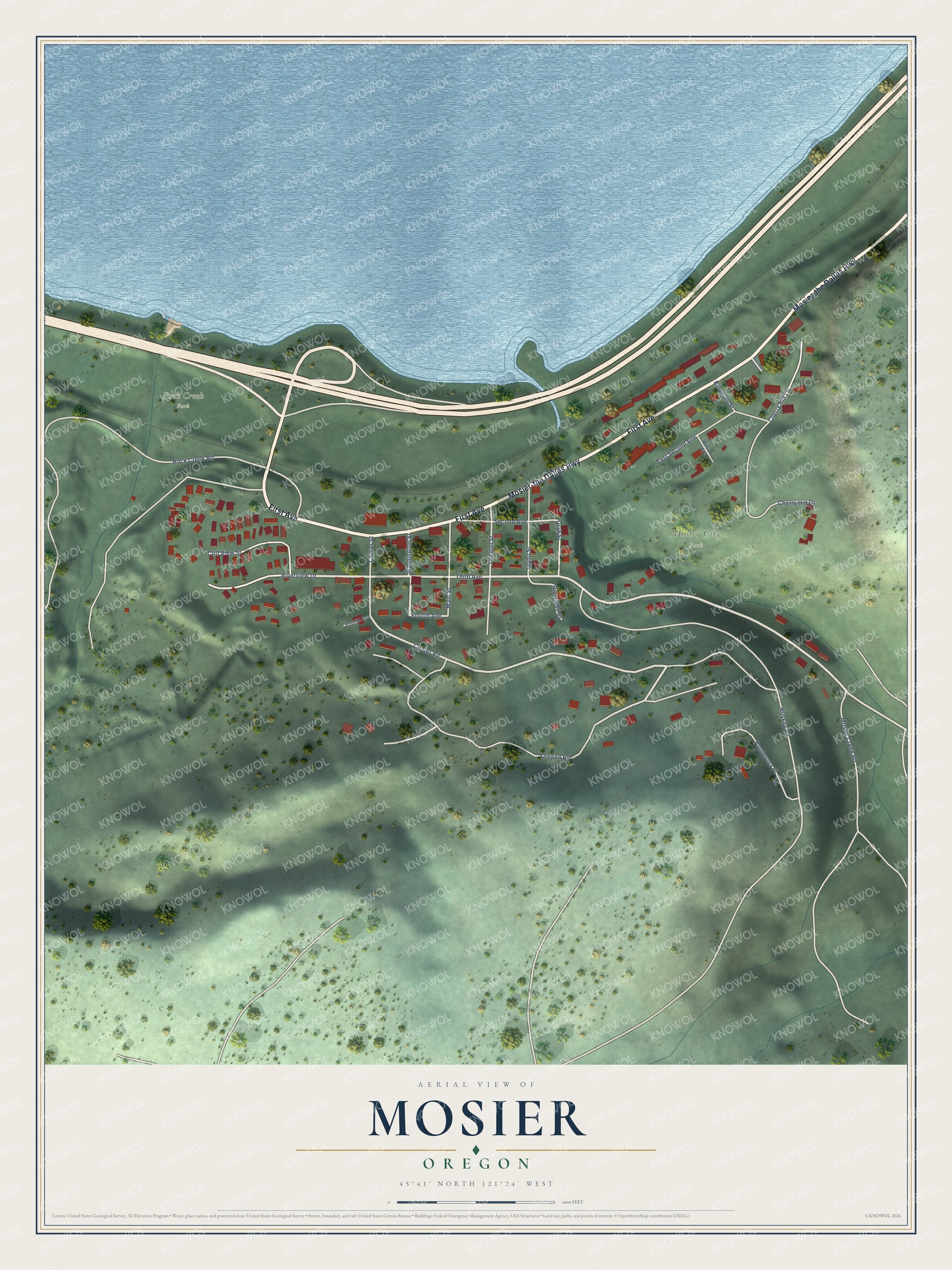 Watermarked full-map preview of Mosier, Oregon