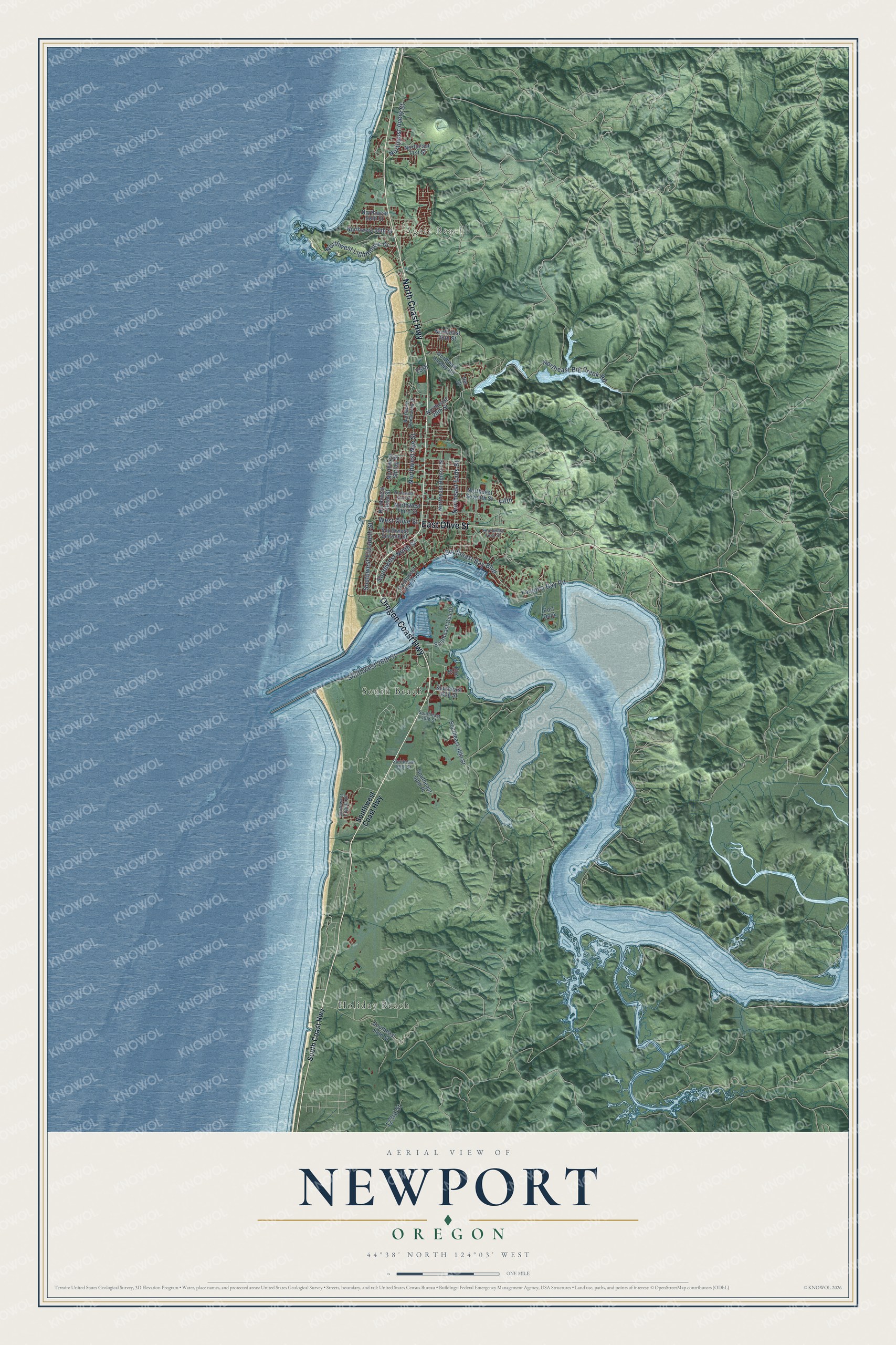 Watermarked full-map preview of Newport, Oregon