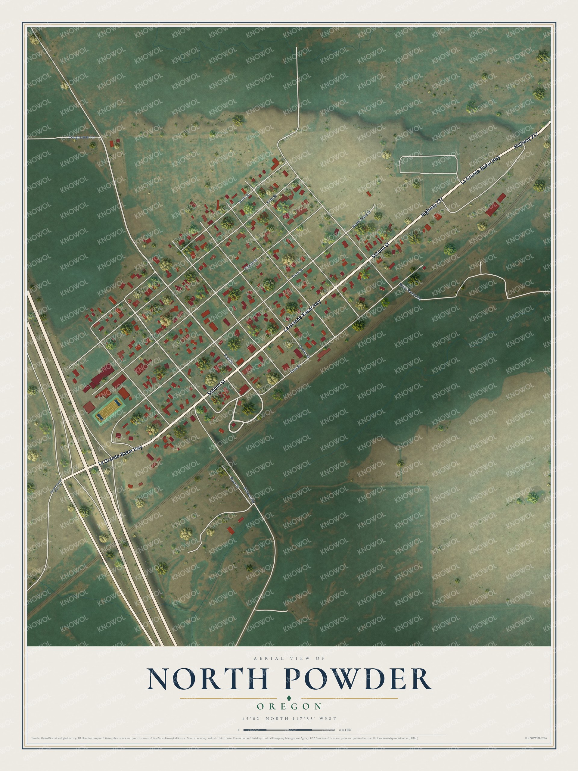 Watermarked full-map preview of North Powder, Oregon