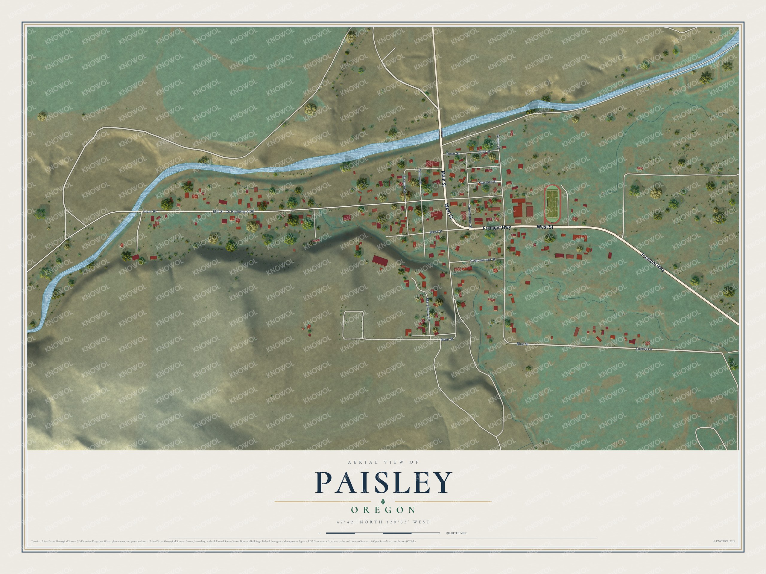 Watermarked full-map preview of Paisley, Oregon