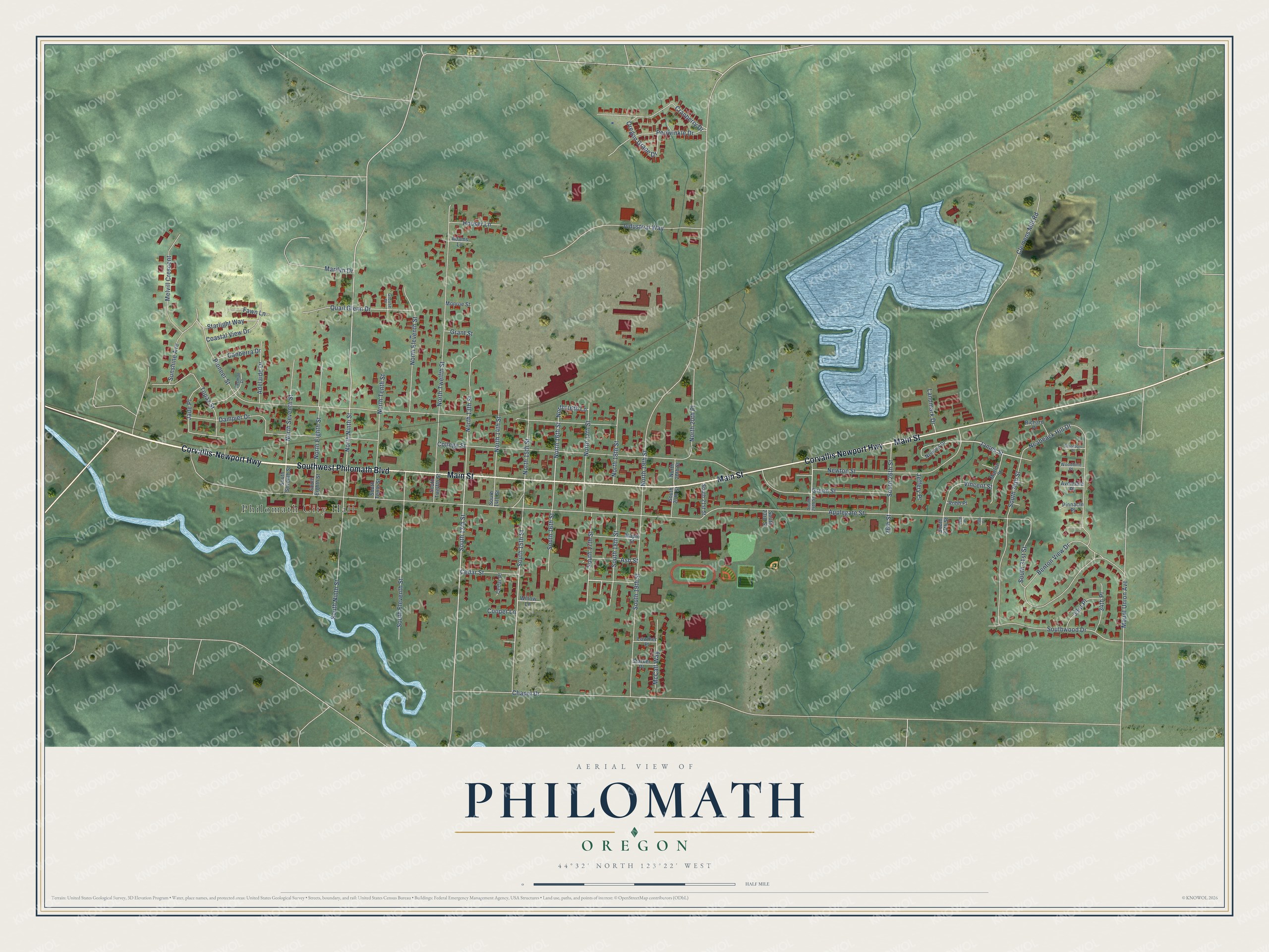 Watermarked full-map preview of Philomath, Oregon
