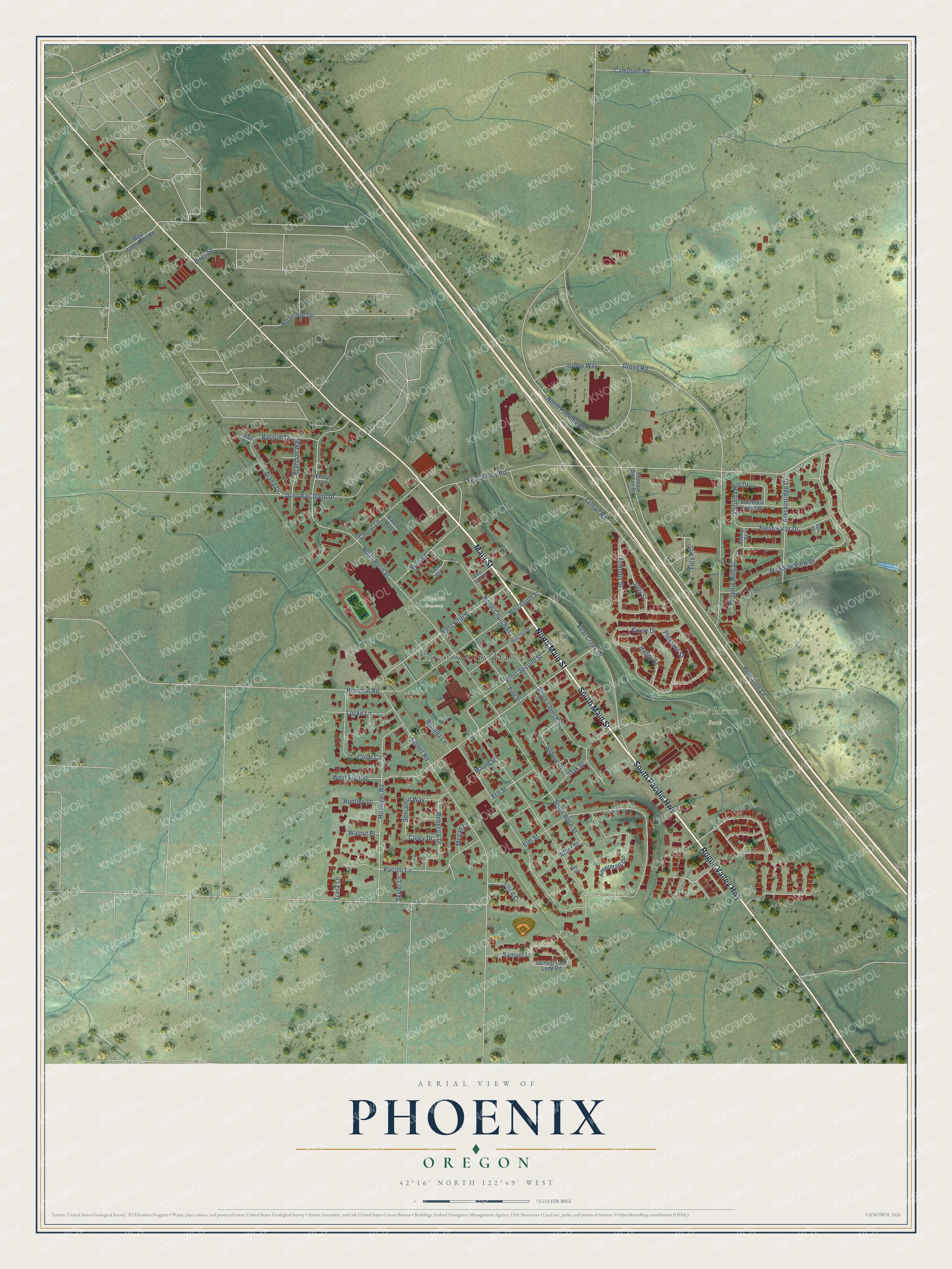 Watermarked full-map preview of Phoenix, Oregon