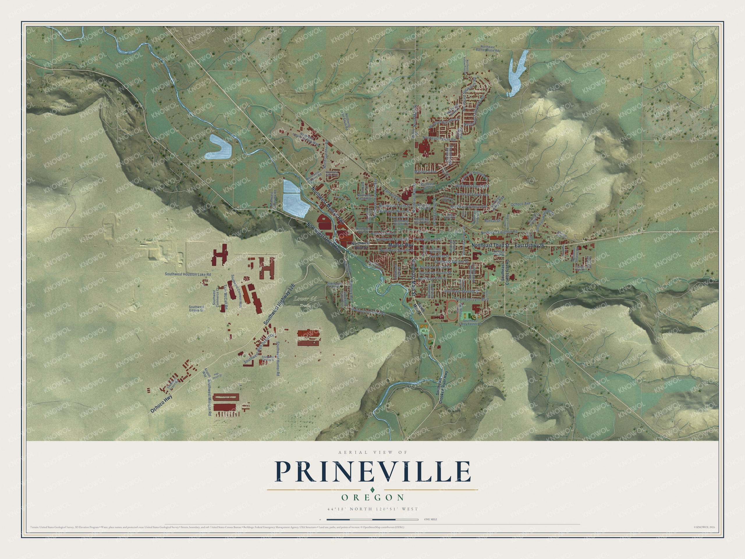 Watermarked full-map preview of Prineville, Oregon