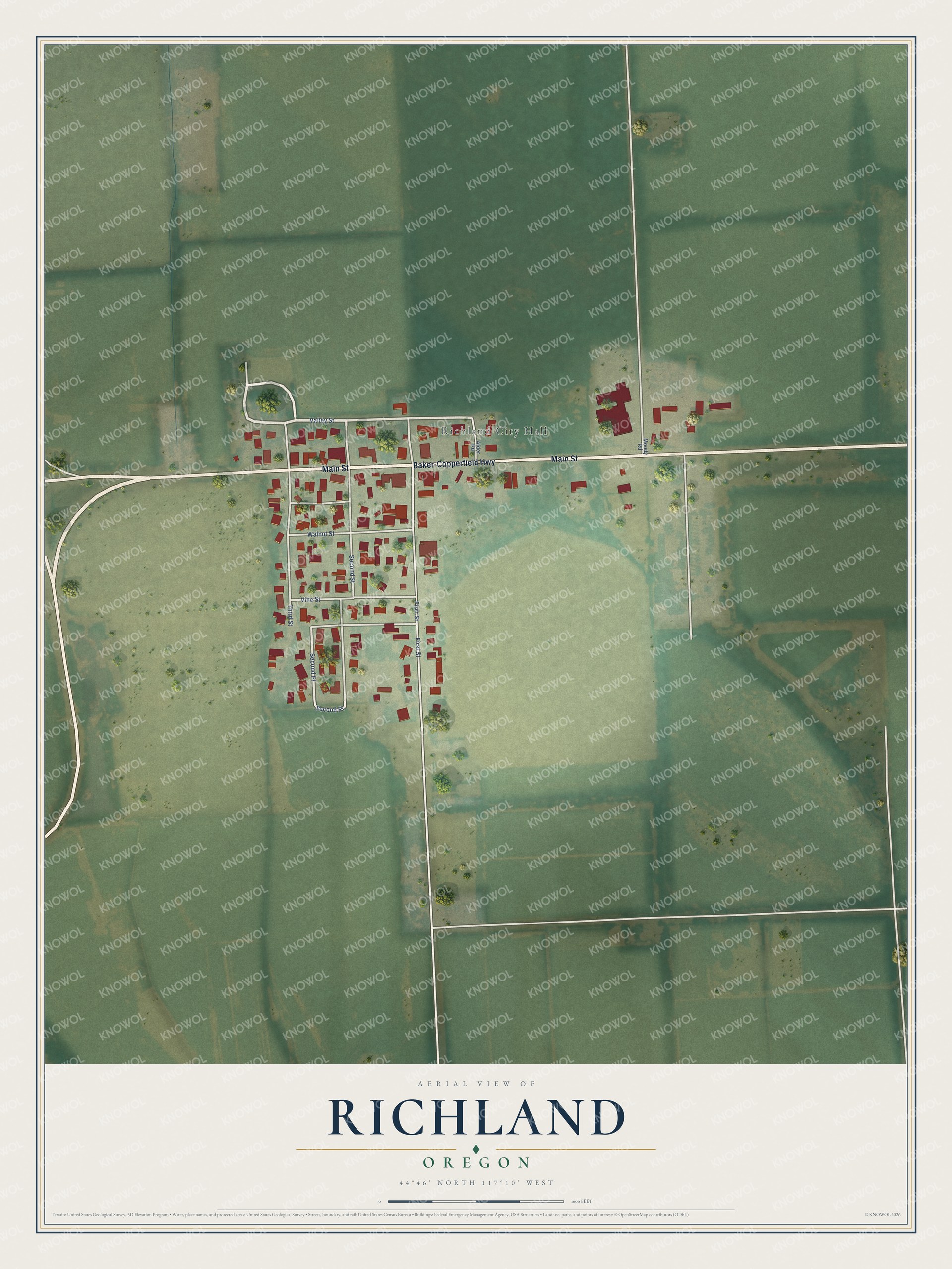 Watermarked full-map preview of Richland, Oregon