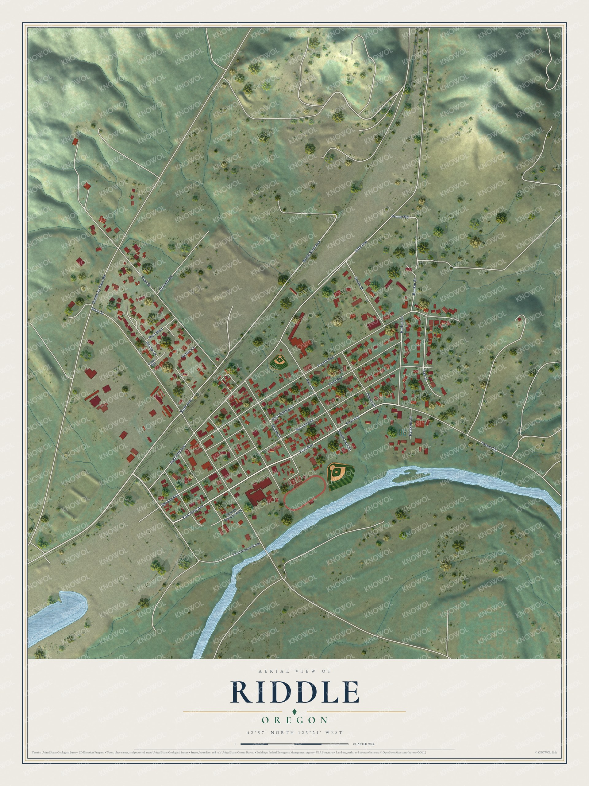 Watermarked full-map preview of Riddle, Oregon