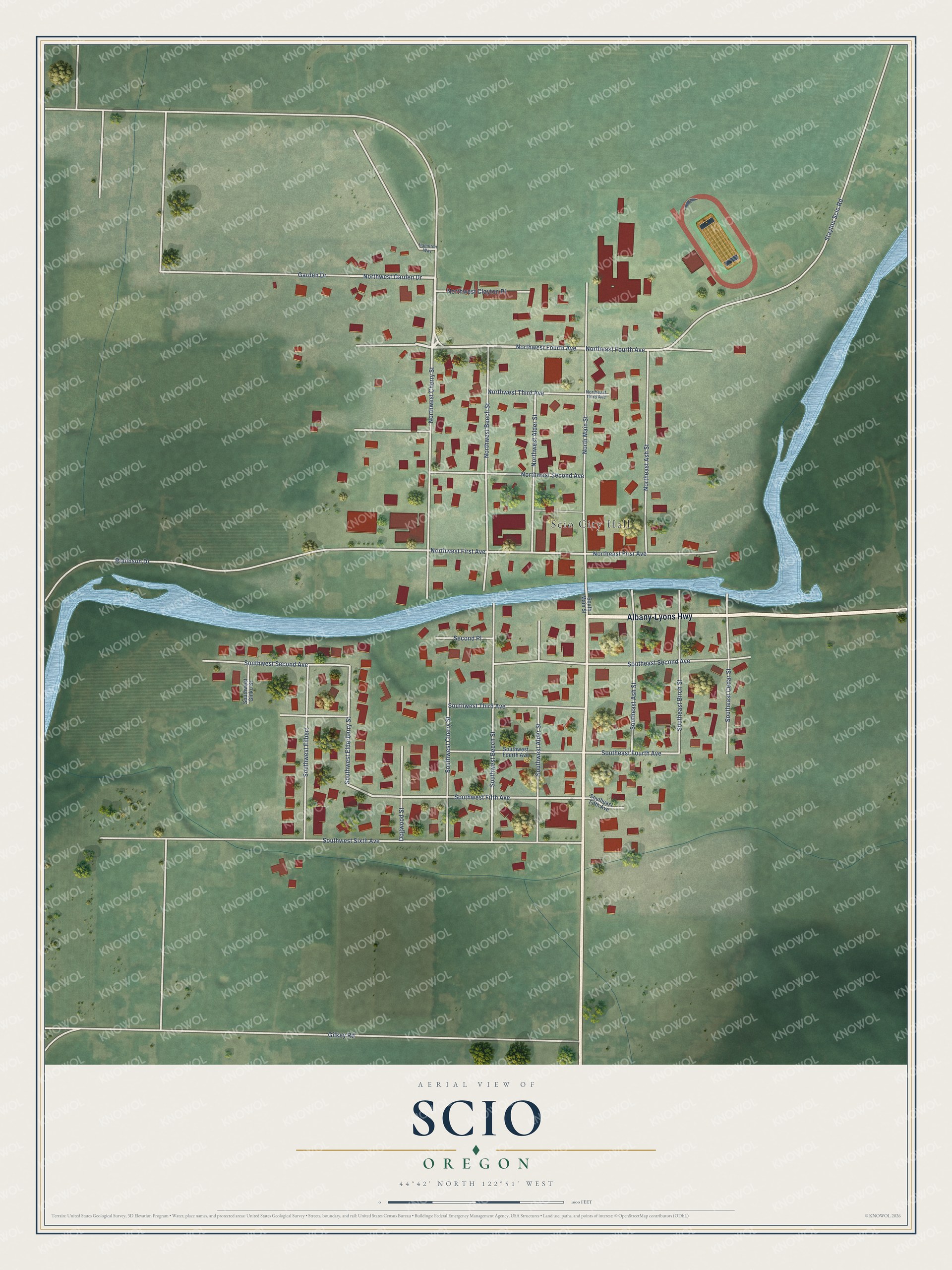 Watermarked full-map preview of Scio, Oregon