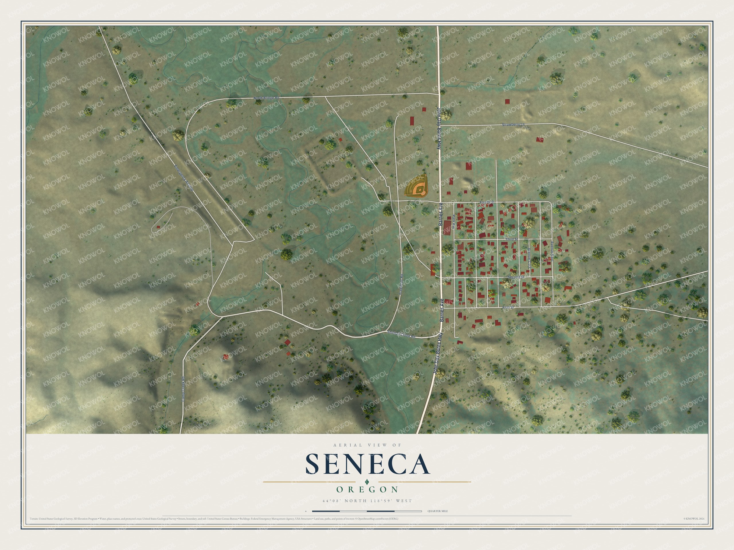 Watermarked full-map preview of Seneca, Oregon